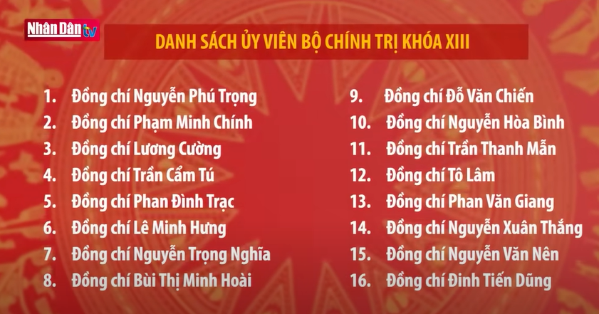 ngahpham's tweet photo. The new Politburo:
- 5 from Ministry of Public Security
- 3 from the military
- 5 from economics backround or holding a degree in economics
- youngest member: Le Minh Hung (b. 1970)
- 1 woman: Bui Thi Minh Hoai
- still unclear who will be the new president and NA chairman https://t.co/ptolcS0vF7