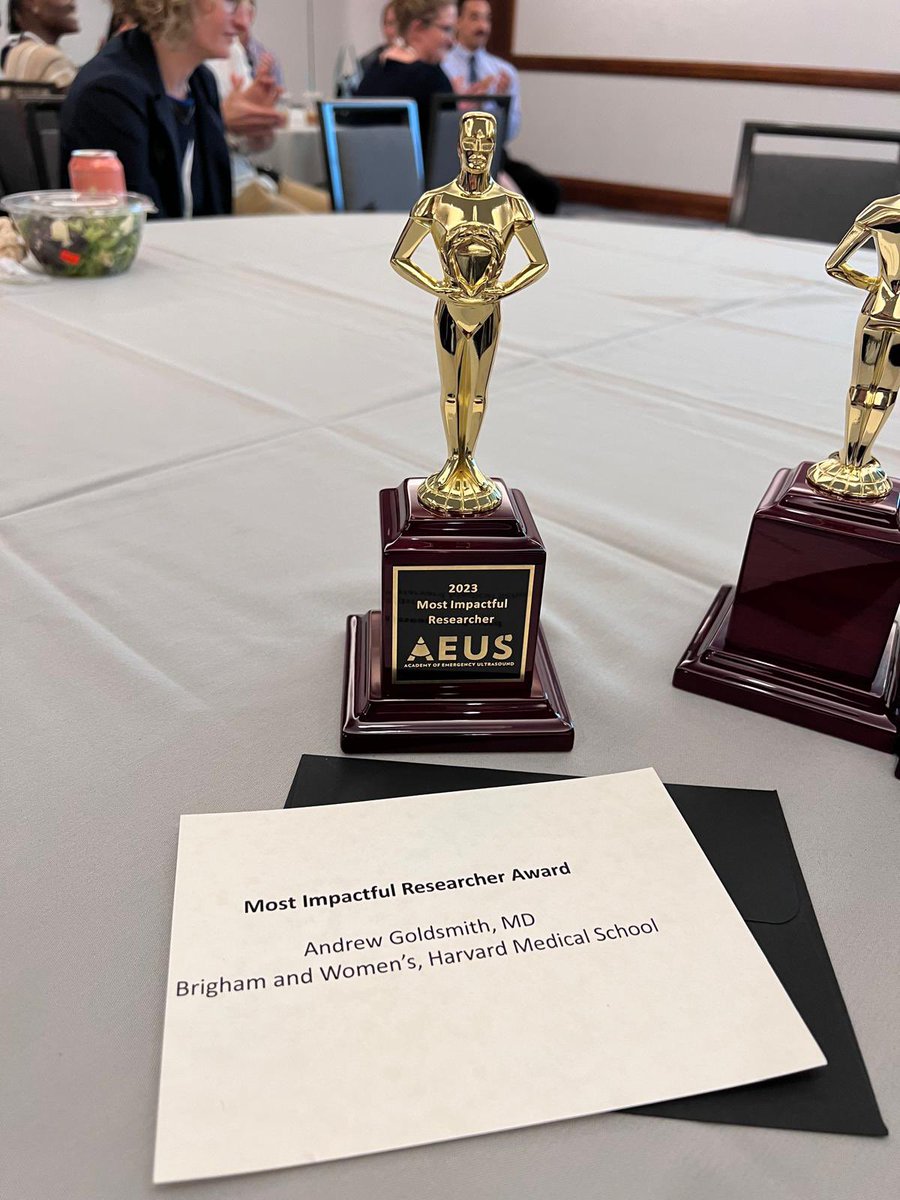 Congrats to <a href="/GoldyMD/">Andrew Goldsmith</a> for winning the <a href="/SAEMAEUS/">SAEM Academy of Emergency Ultrasound (AEUS)</a> Most Impactful Researcher Award at #SAEM24! So well-deserved! <a href="/SAEMonline/">SAEM</a> <a href="/BWHEmergencyMed/">Brigham and Women's Emergency Medicine</a>