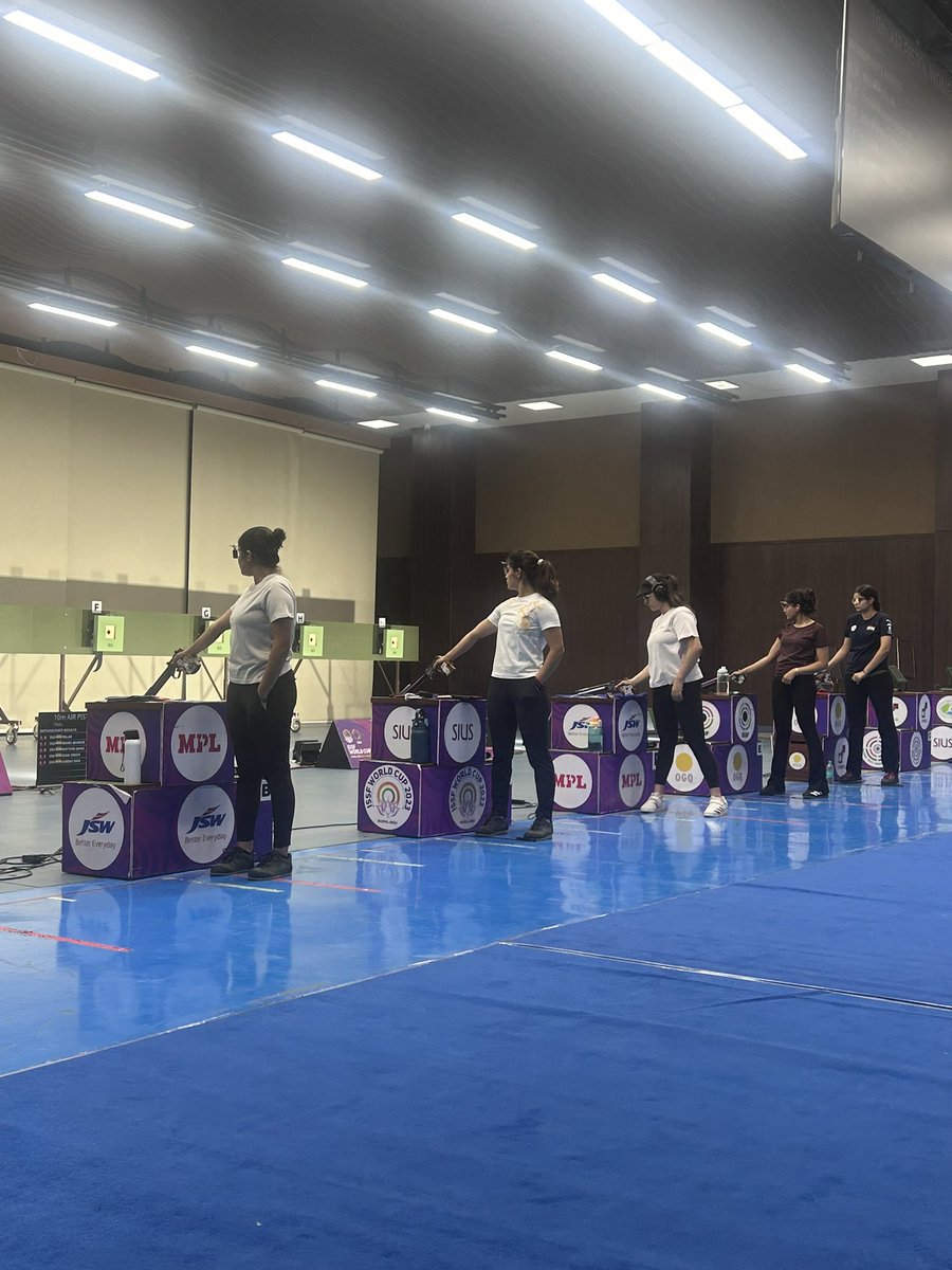 OST T3 update: Meanwhile at the M.P. State Shooting Academy FINAL HALL, the women are all ready for the start of the 10M Air Pistol OST T3 final. #OlympicSectionTrials #Road2Paris #IndianShooting
