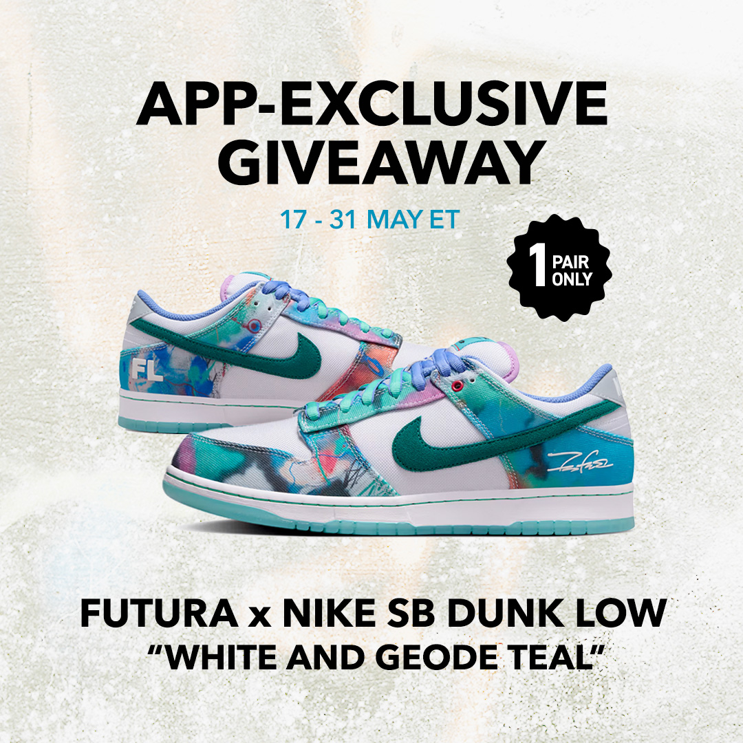 snkrdunk's tweet photo. 🔥🎁 #FUTURA x NIKE SB DUNK LOW GIVEAWAY 👟🔥

Hop over to the #SNKRDUNK App from 17 - 31 May ET &amp; enter our App-exclusive giveaway to win 1 pair of this hot release! ⬆️📲: https://t.co/PpGt7wVSyw

Full details and T&amp;Cs on SNKRDUNK. https://t.co/koOlbOhw1U