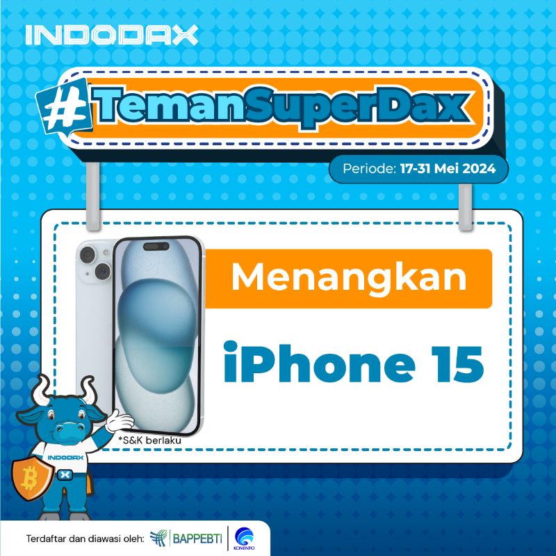 indodax's tweet photo. Halo Teman INDODAX!

Super Dax lagi butuh bantuan nih! Siapa yang mau bantu? Tenang, yang bantuin bakal dapet hadiah🫡 Hadiahnya juga ga main-main loh,  Super Dax bakal ngasih IPHONE 15😱✨

Yuk bantu SuperDax dan dapetin IPHONE 15!🐃✨