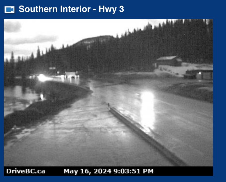 ⚠️❄️ Potential for snow on #bchwy3 #kootenaypass. Likely falling as snow above 1200m, but with warm  temps it may not stick. Crews patrolling and prepared either way 👷🏻‍♂️👷🏻‍♀️Check the @drivebc webcams to #knowbeforeyougo  and be prepared in the shoulder seasons ✅ @YRBKT