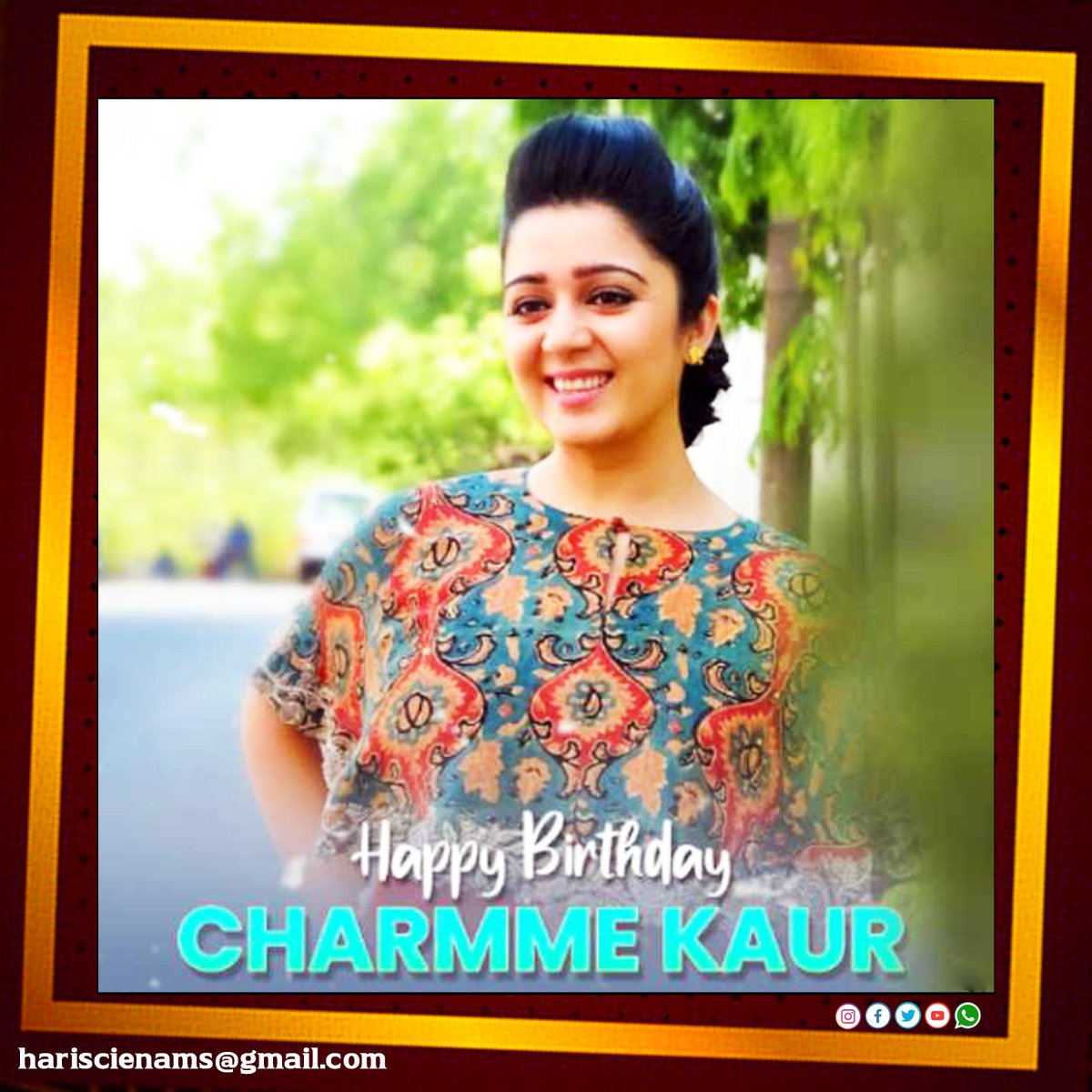 Wishing a Happy Birthday To Actress @Charmmeofficial
#Charmikaur #HBDCharmikaur #HappyBirthdayCharmikaur #hariscinemas