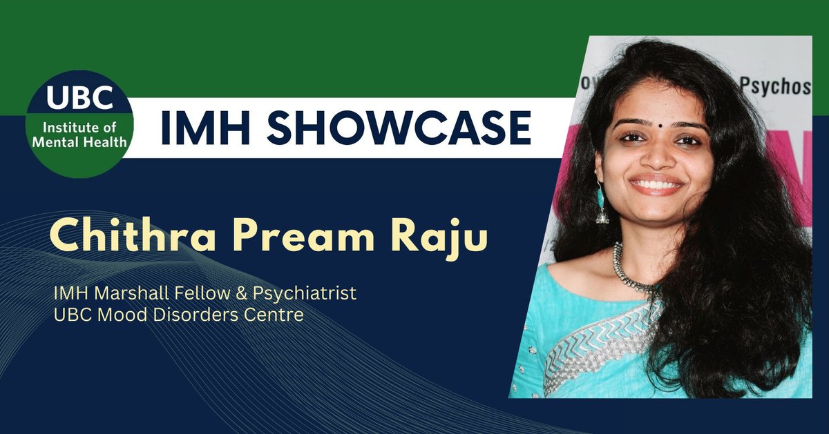 🌟 IMH SHOWCASE: Meet Dr. Chithra Pream Raju, an IMH Marshall Fellow at the UBC Mood Disorders Centre (@ubcmood)! Read about her innovative research on bipolar disorder, substance use, and maternal mental health 👉psychiatry.ubc.ca/institute-of-m… @UBC_Psychiatry