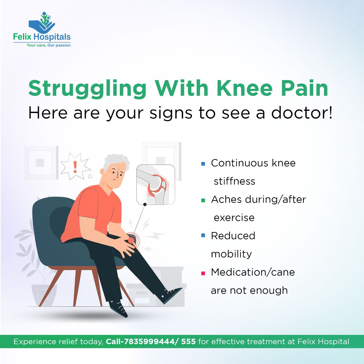 Goodbye knee pain, hello freedom! 🎉 Listen to your knees and prioritize healing. Experiencing signs of trouble? Let's talk about restoring comfort and mobility.📷 #FreedomFromKneePain #KneeCare #knee #kneepain #kneereplacement #hospitalnear #healthiswealth2024 #HealthCheckup