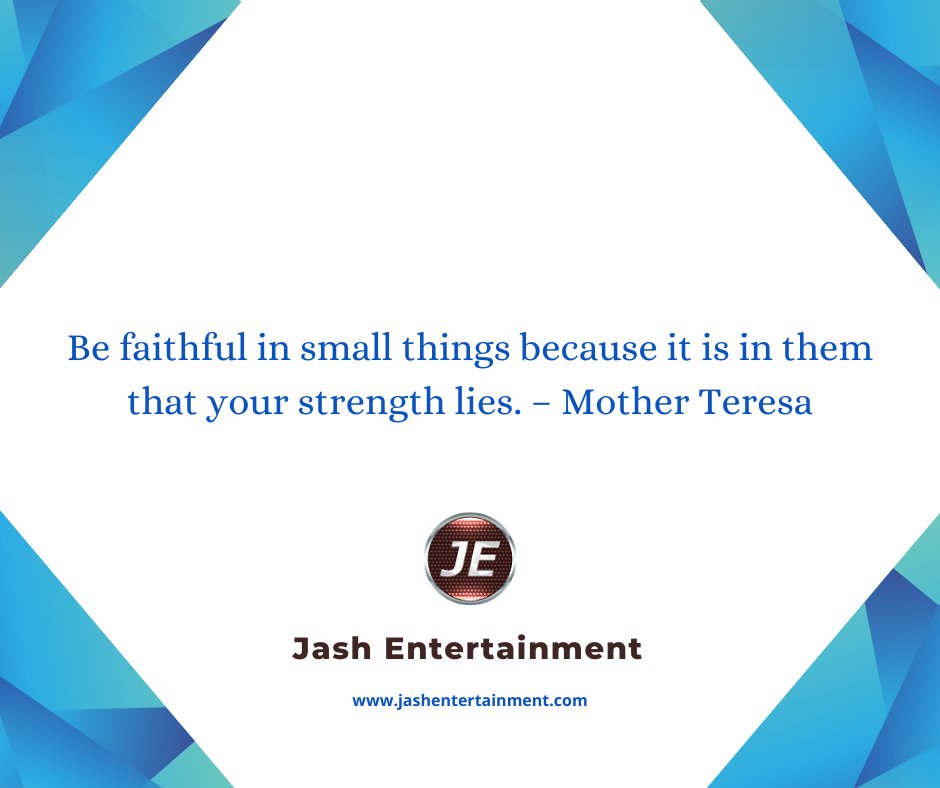 #goodmorning

Be faithful in small things because it is in them that your strength lies.

– Mother Teresa

#todaysthought #fridayvibes #staysafe #stayhealthy #stayhappy @Jash_Ent