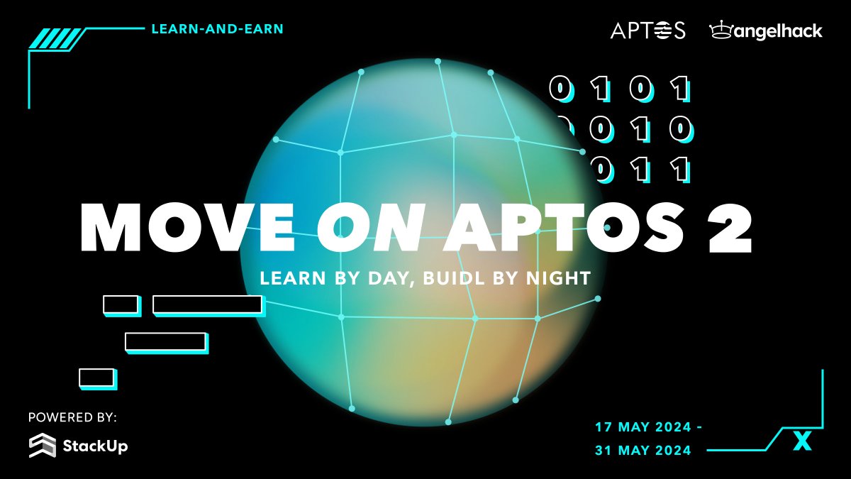 🌟 The #MoveonAptos Learn & Earn campaign 2 is now LIVE! Gain hands-on experience building projects on @Aptos such as an #NFT & #DeFi swap app, tackle bounty challenges, and earn from a reward pool of $8,200. 💰 #MakeYourMove, start learning 👉 go.stackup.dev/aptoslne2-sutw