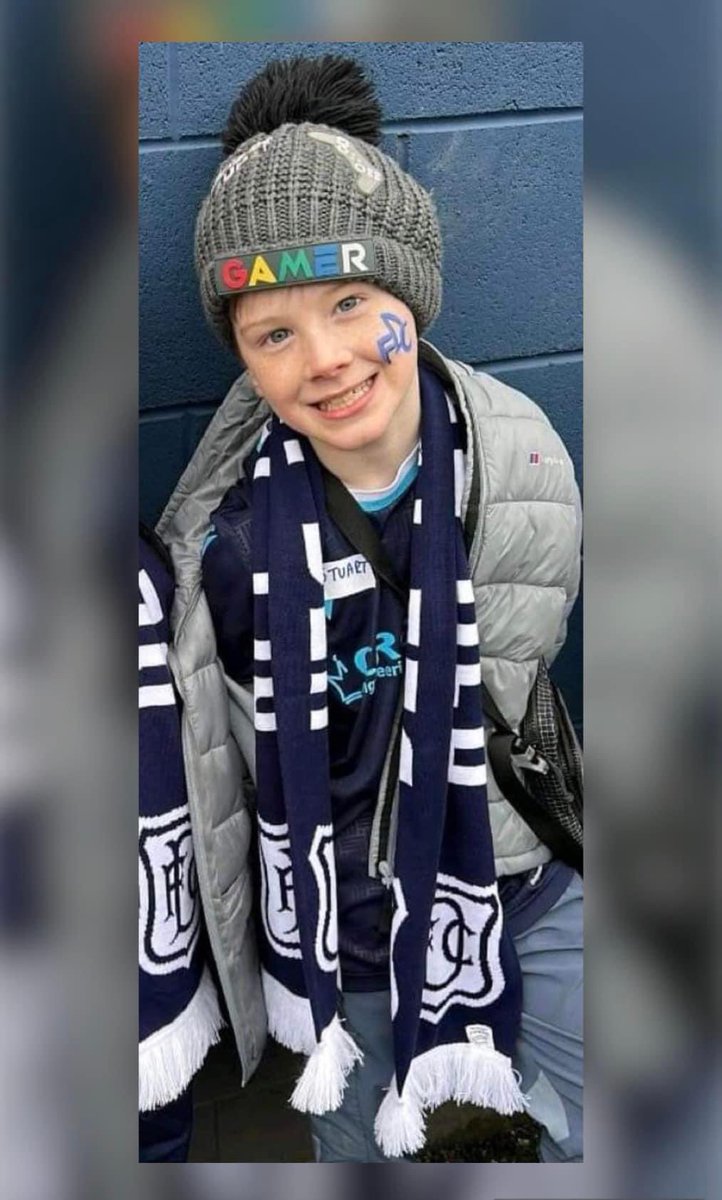 *PLEASE SHARE* This is Stuart aged 9, who loved Dundee FC. Sadly he suddenly passed away on May 13th at the Royal Hospital for Children and Young people. Can all @DundeeFC fans and @KilmarnockFC fans attending the game Saturday join in a minutes applause in the 9th minute for