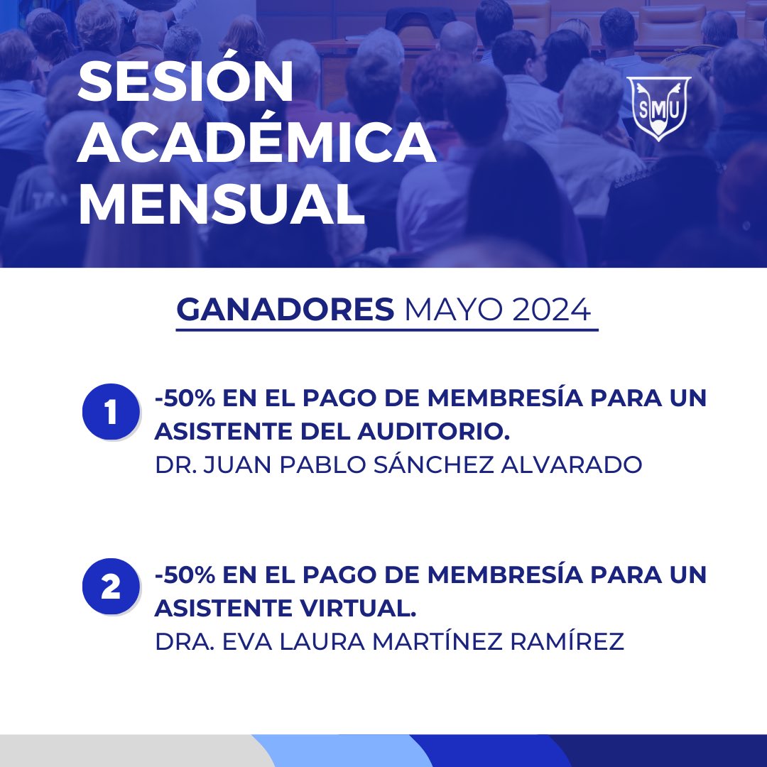 ¡Muchas felicidades a los ganadores de nuestra Sesión Académica de mayo! 🏆 Agradecemos a todos los participantes, así como al auditorio por acompañarnos. 🙌🏻 ¡Los esperamos en junio! #UrologíaEnMovimiento #SMU24