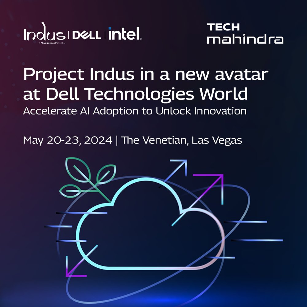 Join @Tech_Mahindra at @DellTech World 2024 to explore #ProjectIndus, our foundational LLM, and learn how we harness the potential of #AI!

Don't miss out on this transformative journey at Booth 809, as we indulge in curated networking experiences along with our trusted partners.