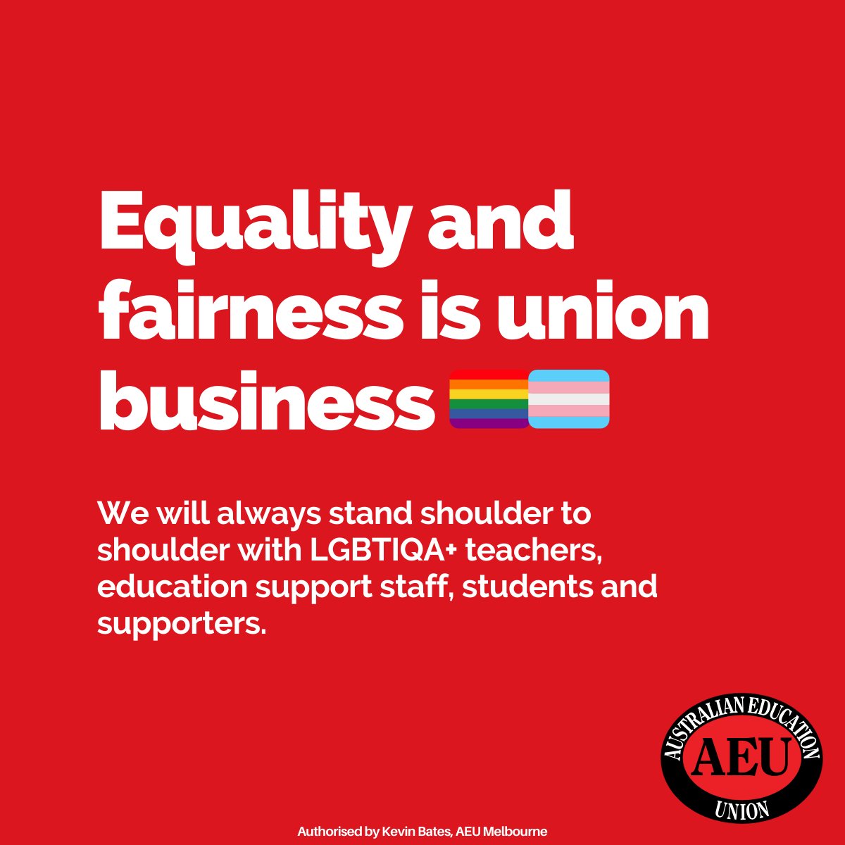 🧵 The AEU stands proudly with all our members, and today we want to acknowledge our LGBTIQA+ members and supporters. For teachers and education support staff, being ‘out’ at work can come with risk, especially now when gender identity is under attack.