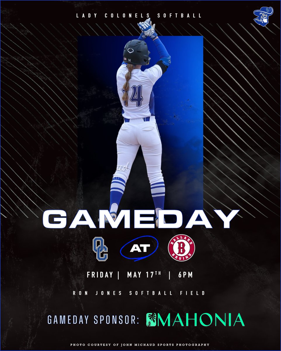 📢 It’s Game Day‼️
⏰ 6:00p
🆚 Ballard
📍 Ron Jones Softball Field
📊 bit.ly/ochssbgc
🎟 Cash Gate
🤝 OCHS GameDay Sponsor: Mahonia Studio
mahoniastudio.com

@OCColonelNation @BallardSoftball 
#LadyColonelsSoftball
#WeAreOC