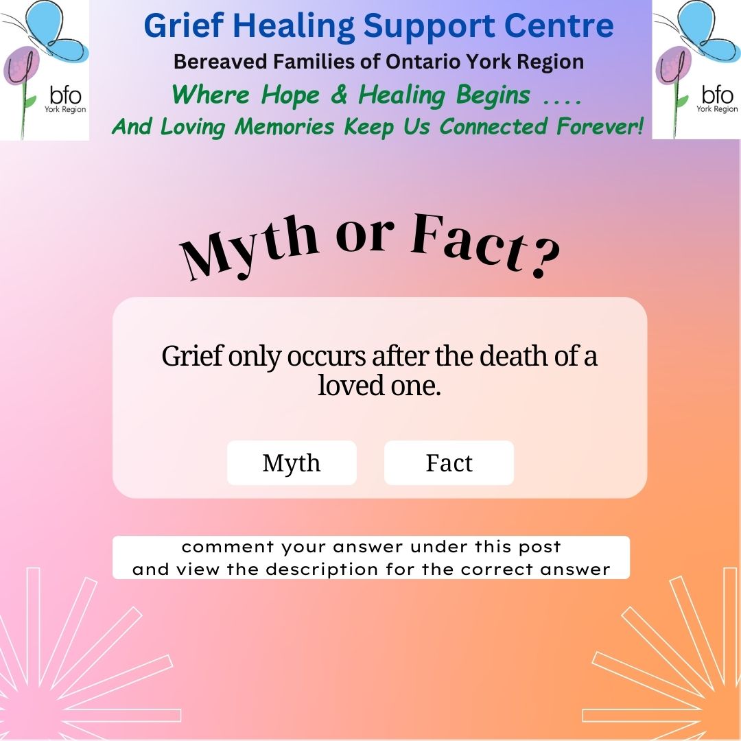 Comment down below what you think!!

The answer: myth

#GriefHealingSupportCentre #GHSC #BFOYR #BFO #Grief #Healing #MentalHealth #YorkRegion #FreeService