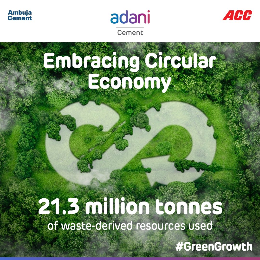 By incorporating 21.3 million tonnes of waste back into the system, we are contributing to a more sustainable future, minimising environmental strain and fostering economic growth. #ThisIsAdaniCement #BuildingNationsWithGoodness #GrowthWithGoodness #GreenGrowth #ESG