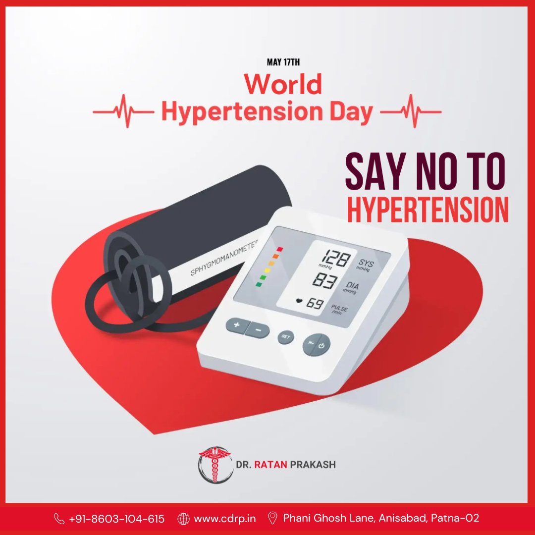 Today is World Hypertension Day! 🌍❤️ Let's take a moment to raise awareness about the importance of managing blood pressure for a healthier future. 

#WorldHypertensionDay #HypertensionAwareness #HeartHealth #StayHealthy #BloodPressure #HealthyLiving #BeatHypertension #Patna