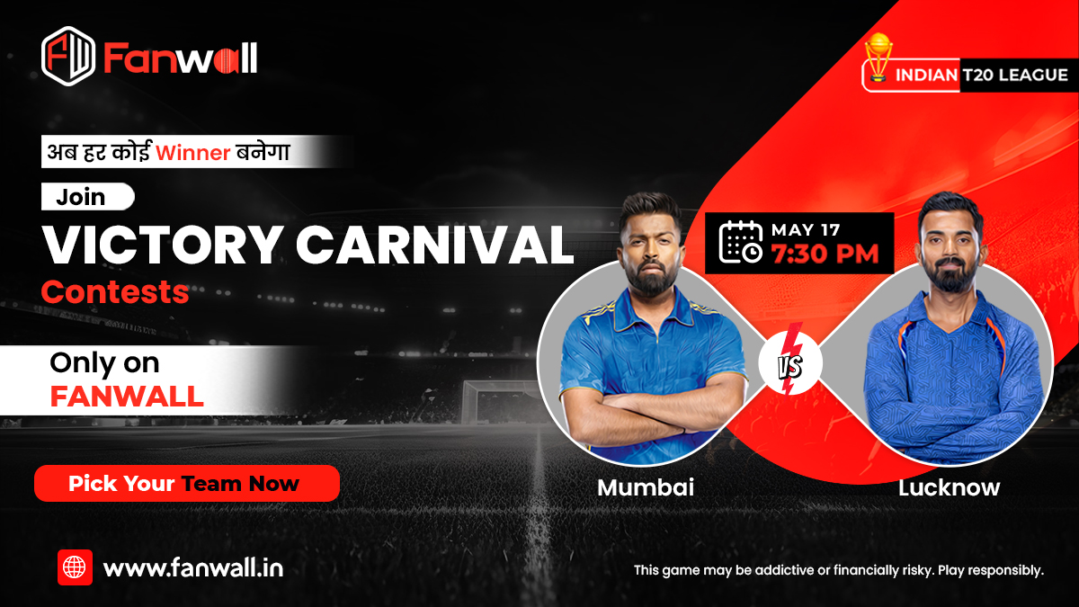 🔥 Victory Carnival Contest Alert! 🏆

Join the excitement on Fanwall, Pick your team, and let the game begin!

📲 bit.ly/43DpMyt

#FantasyCricketApp #Cricket #T20 #IPL2024 #MIvsLSG #MI #LSG #HardikPandya #MarcusStoinis #LowestEntryFees