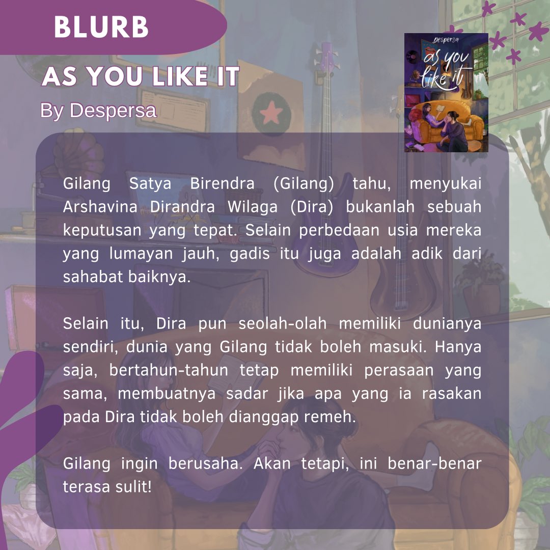 despersaa's tweet photo. Pre-Order Novel As You Like It sudah dibuka. Jangan sampai ketinggalan ❤️ https://t.co/4892xKfJNw
