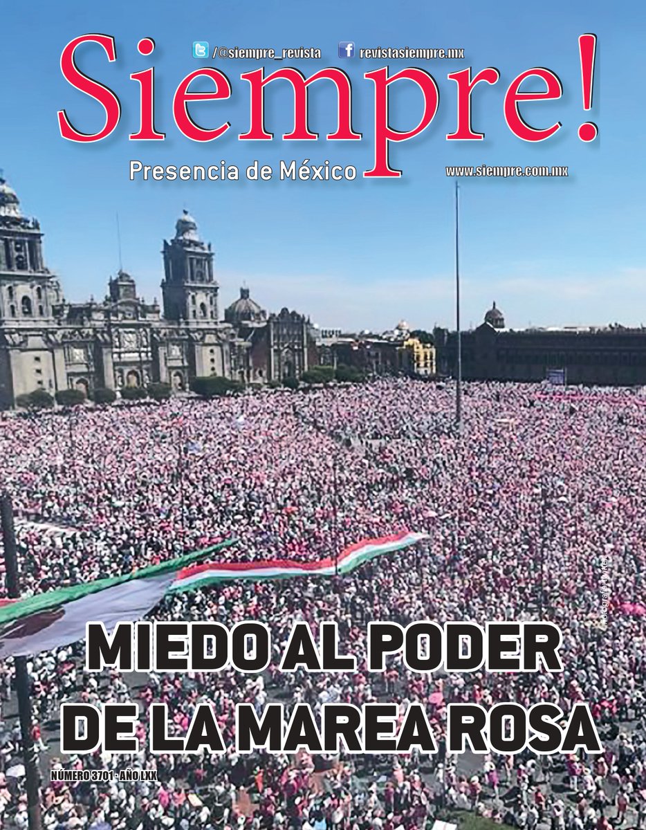 A la marea rosa ya no la detiene nadie. Es la semilla de una nueva revolución social decidida a impedir que un partido de bandoleros siga asaltando las instituciones y libertades. siempre.mx/2024/05/miedo-…