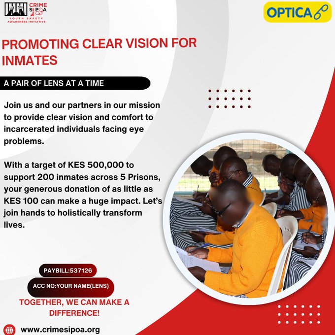 Our campaign is still ongoing.Let's continue  contributing towards the #LensCampaign for incarcerated individuals.Share with your friends
@Kenyajudiciary @Judiekaberia @WilfredNderitu @PrisonsKe @PrisonFellKE @WMutunga @MusaliaMudavadi @EstherPassaris  @USAmbKenya 
@OpticaKenya