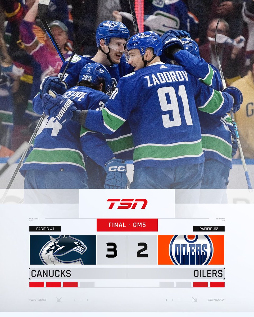 The Vancouver Canucks are one win away from the Western Conference Finals. #StanleyCup