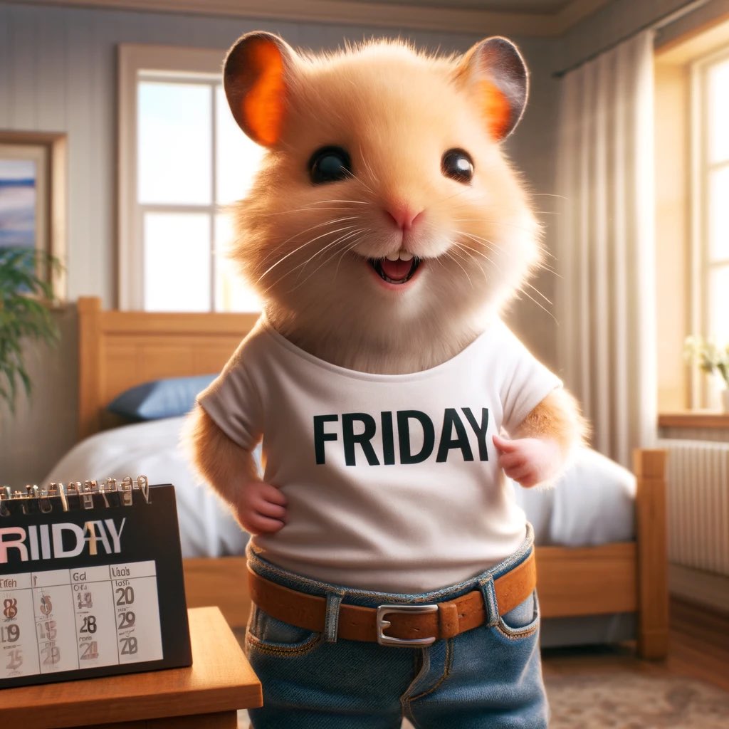 🐹🐾 GM // Good Morning // Happy Friday ‼️ // Yes, it’s Friday. Do you feel the weekend coming ⁉️ // Have a great day everyone ☕️🫖🥙🐾‼️

#NFTHamsters #FridayVibes #Friday #Morning #AIArtwork #HamsterStudio #NFTProjects #CryptoCommunity #HamsterToken #NFTcollections