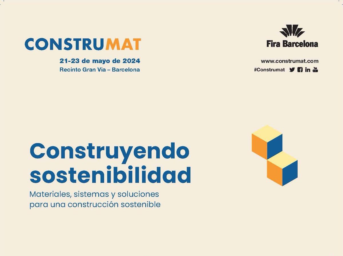 CONSTRUMAT | Construyendo sostenibilidad. Del 21 al 23 de mayo en el Recinto Gran Vía de Barcelona. Convencidos de que la madera tiene un papel fundamental en la construcción y la rehabilitación para poder afrontar los retos sociales, económicos y medioambientales actuales.