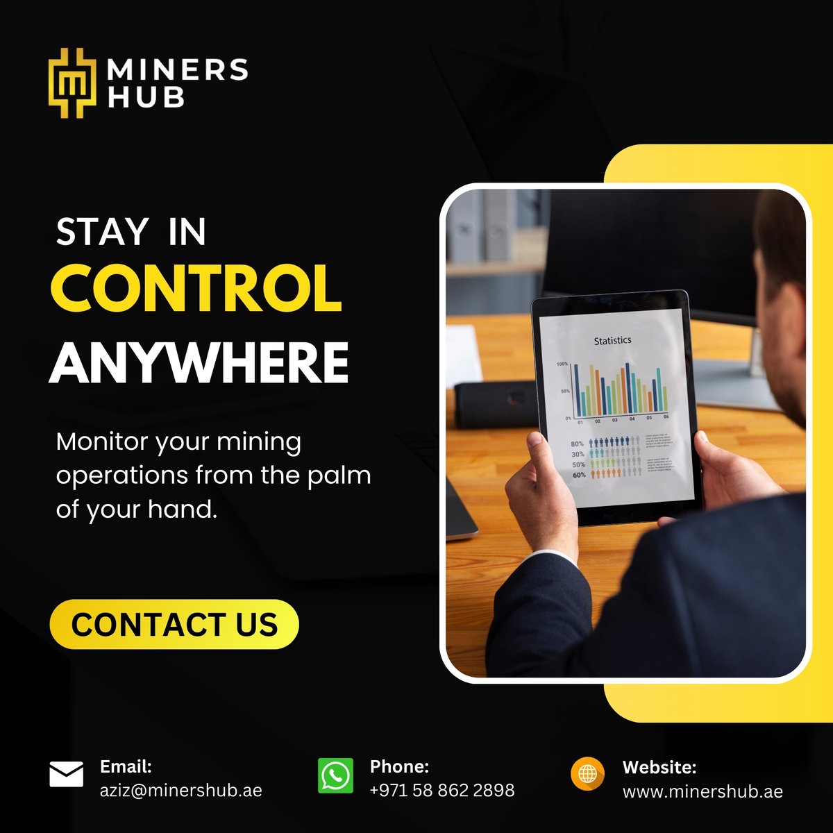 Minershub_ae's tweet image. Monitor your mining operations from the palm of your hand. Our remote monitoring ensures peace of mind, wherever you are. Contact us to learn more. Link in Bio.📱✅

#Minershub #RemoteMonitoring #ControlInYourHands #CryptoMining