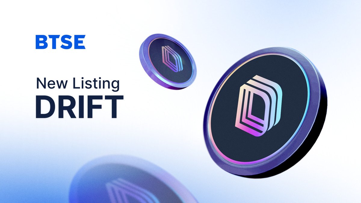 🚨 #NewListing ALERT!

🚀 $DRIFT

⏰ @DriftProtocol launches on #BTSE today at 4 PM (SGT)! Stay tuned for our announcements.

A #Solana-based DEX offering transparent, non-custodial trading with services including spot and perpetual trading, as well as lending. 📲

#BTSEListing
