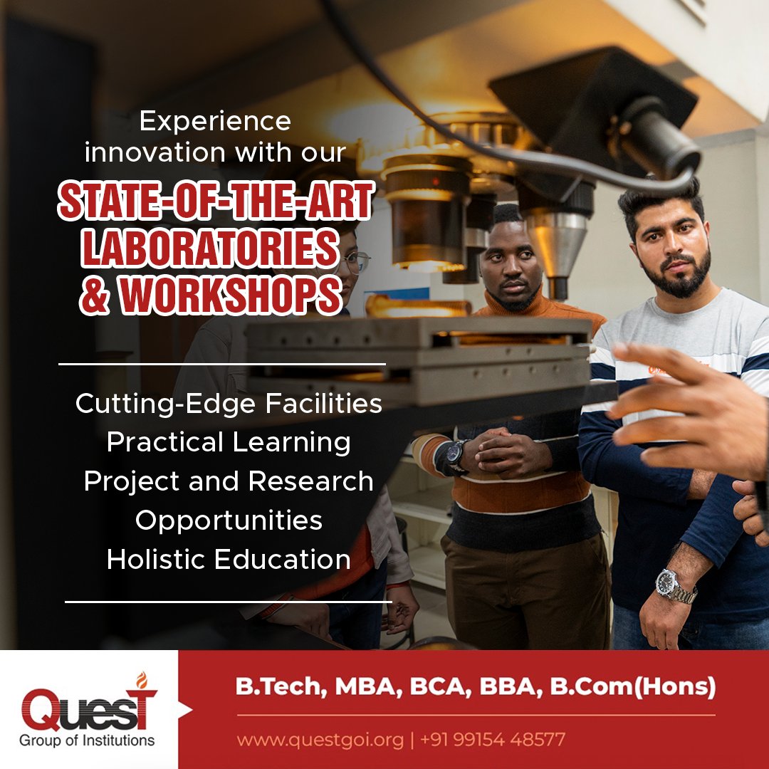 At Quest Group of Institutes, our state-of-the-art labs and workshops help students excel in practical experiments and research. 💡🧪 For admissions, visit: questgoi.org 🌐 or call: +91-9915448577 📞 #QuestGroup #QGI #LabLife #Innovation