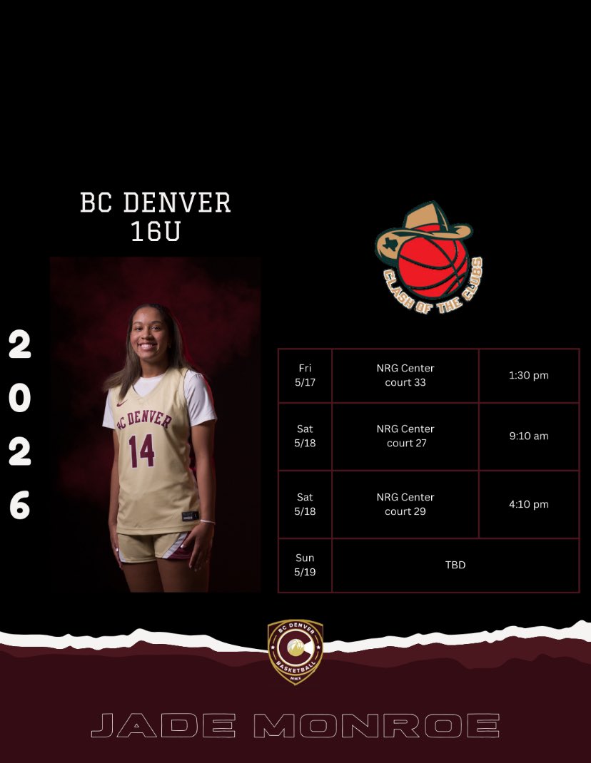 Schedule for clash of the clubs this weekend!! @BCDenver_WBB