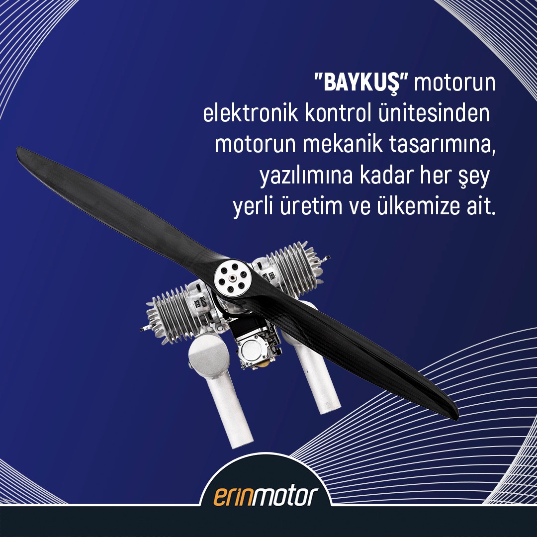 'BAYKUŞ' motorun elektronik kontrol ünitesinden motorun mekanik tasarımına, yazılımına kadar her şey yerli üretim ve ülkemize ait.

#erinmotor #Baykuş #iha #güç #motor #teknoloji #yerligüç #ekü #yazılım #haritalama #mapsensörü #speedol