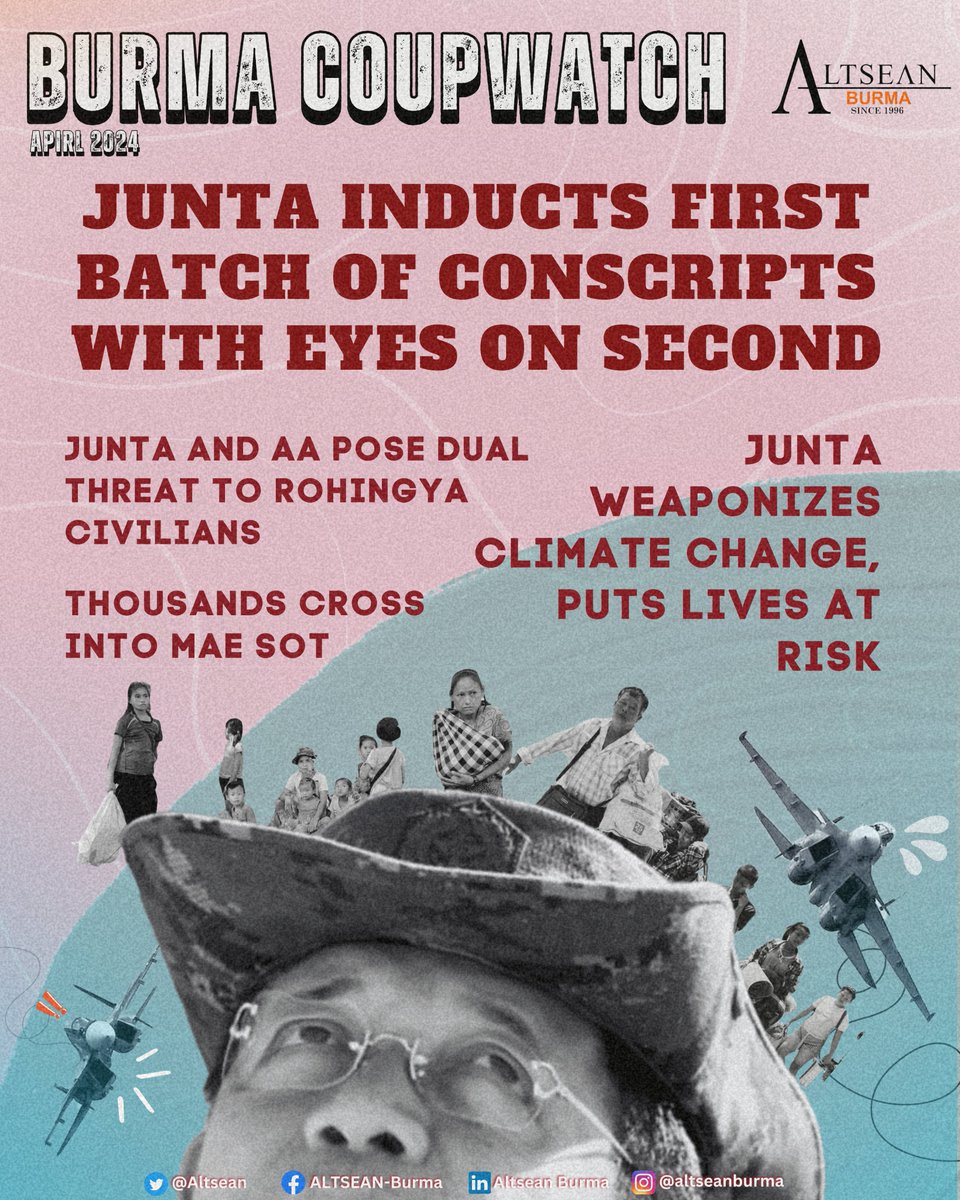 📣Latest ALTSEAN #CoupWatch (17 MAY) 'Junta inducts batch of conscripts with eyes on second' 🔗Full Briefer: bit.ly/CWBApr24 📩Stay updated: eepurl.com/bE2nRT @adn_asia @forum_asia @BHRNUK @IIDonline @fidh_en