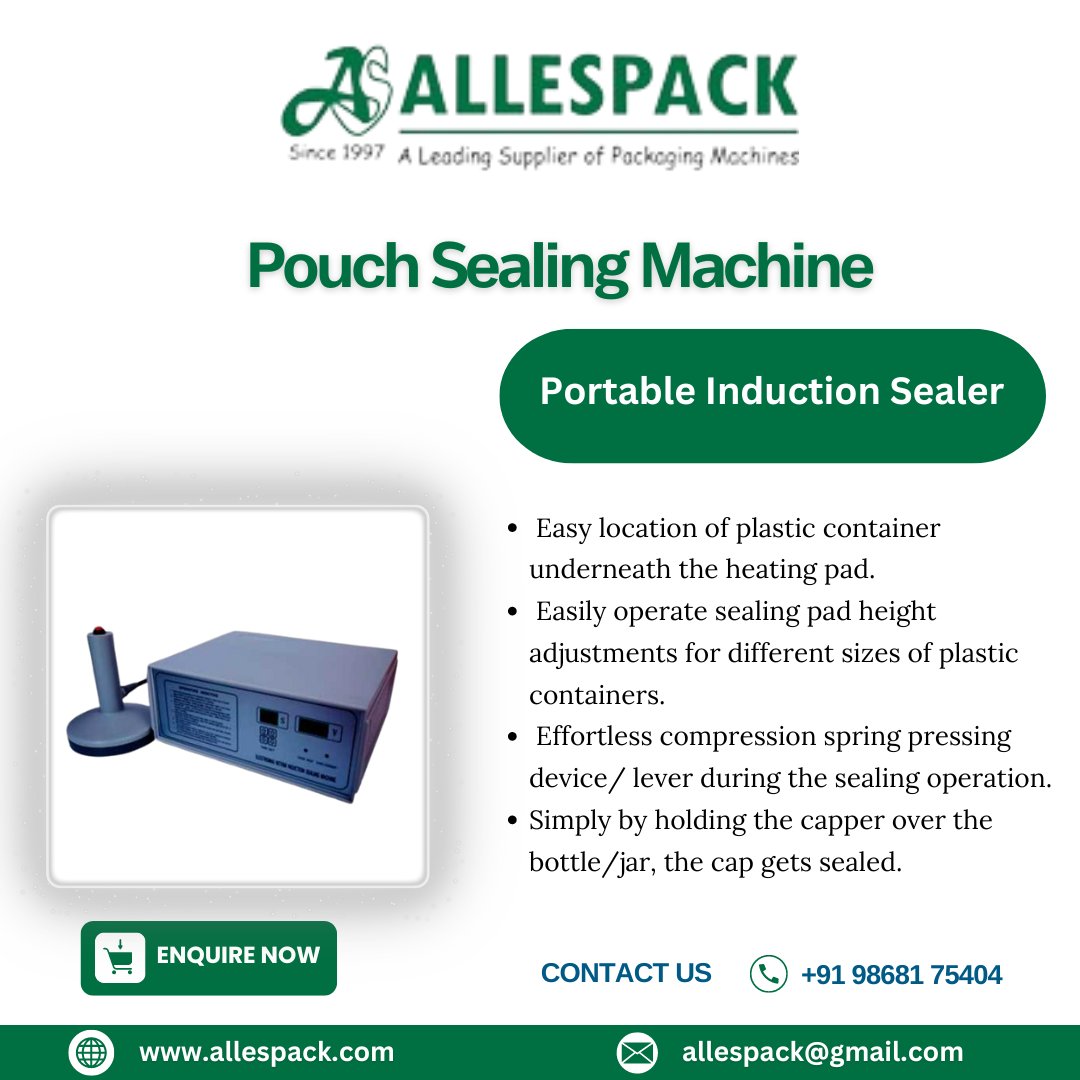 allespack's tweet image. Portable Induction Sealer

Call us at: +91 9868175404, +91 9015997050
Email us at: allespack@gmail.com
Visit Website: allespack.com/portable-induc…

#pouchsealingmachine #continuousbandsealer #packagingsolutions #strappingtool #industrialpackaging #efficientpacking #shippingessentials