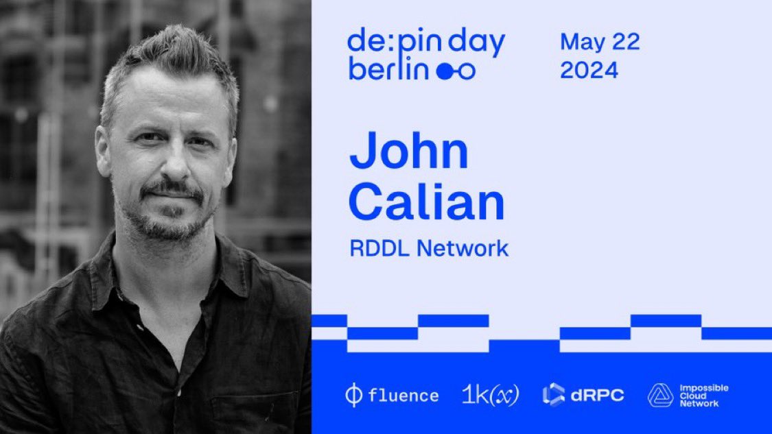 Mr. Calian (@sideshowjohn) on Twitter photo DE:PIN DAY BERLIN ๐
I will be joining the panel discussion around #trustless data exchange & device connectivity
๐๏ธ May 22nd, 2:00 PM
๐๏ธ Register here: lu.ma/depin-berlin
<a href="/RDDLNetwork/">RDDL Network</a> <a href="/riddleandcode/">Riddle&Code</a> #DePIN #renewableenergy DE:PIN DAY BERLIN ๐
I will be joining the panel discussion around #trustless data exchange & device connectivity
๐๏ธ May 22nd, 2:00 PM
๐๏ธ Register here: lu.ma/depin-berlin
<a href="/RDDLNetwork/">RDDL Network</a> <a href="/riddleandcode/">Riddle&Code</a> #DePIN #renewableenergy
