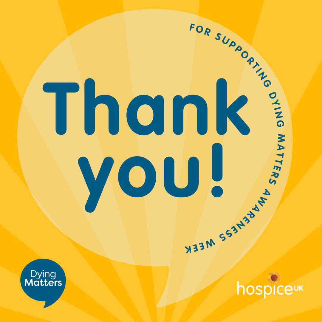A huge thank you to the 114 hospices who took part in this year's @DyingMatters Awareness Week! We've loved seeing all the brilliant and informative events that have taken place across the UK. We're so glad to see awareness being raised of #TheWayWeTalkAboutDyingMatters 💛