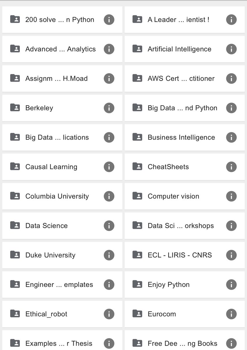 👁500 TB Tutorials + Books + Courses + Trainings + Workshops 
💀Data science
💀Python
💀AI
💀Cloud
💀BIG DATA
💀Data Analytics
💀BI
💀Google Cloud Training 
💀Machine Learning
💀Deep Learning
💀Ethical Hacking

To get it just 
- Follow me 
- like & RT it 
- Comment 'Send'