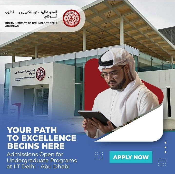 Admissions open for IIT Delhi-Abu Dhabi Undergraduate Programs! Apply now at abudhabi.iitd.ac.in. Last date for application:June 3, 2024. Indian nationals resident in the UAE, UAE Nationals, and OCI cardholders may be eligible based on the qualifying criteria✨️@MEAIndia