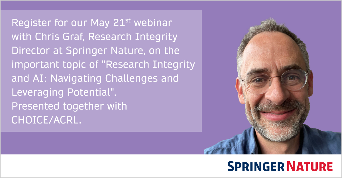 AI continues to impact higher education. It brings forth new challenges and opportunities in academic integrity. Register for our May 21 webinar and gain valuable insights into the intersection of AI, Research Integrity, and Responsible Publishing. go.sn.pub/mb1jj8