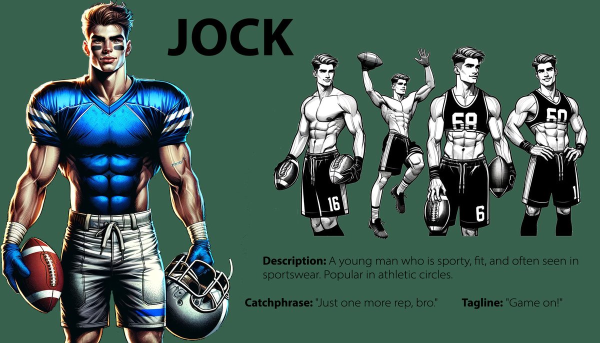 gamebunnydev's tweet image. Character concept: meet one of our Castagays, Jock! Hey, Bro! #Castagays #Jock #gamedev #gay #LGBT #gaygame #indiegamedev