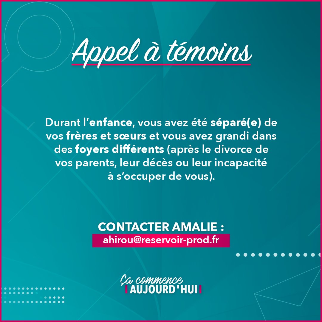 📣 Appel à témoins #CCA Contactez Amalie : 📧 ahirou@reservoir-prod.fr