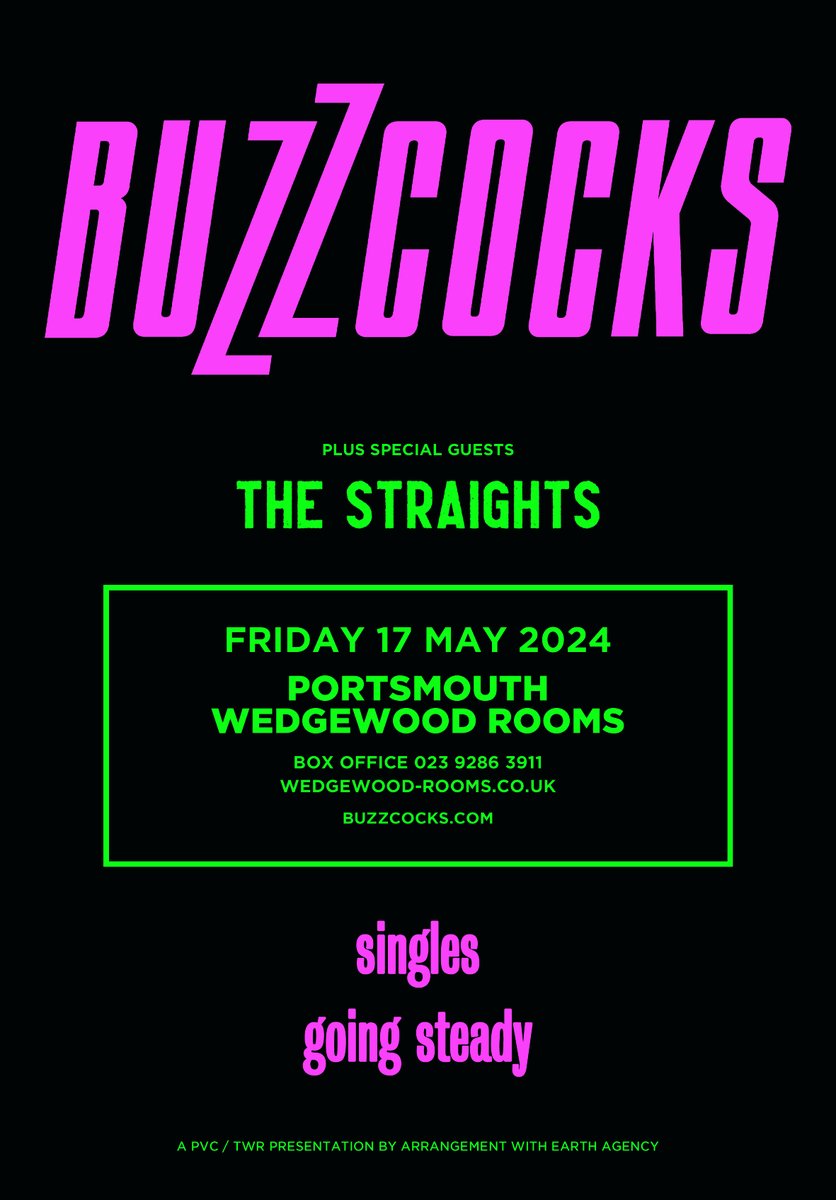 TONIGHT ❤️ We will be supporting the one and only @Buzzcocks in PORTSMOUTH!!! 🎶🍺 FRIDAY 17th MAY @WedgewoodRooms Tickets are flying for this so don't miss out wedgewood-rooms.co.uk/.../2024-05-17…...