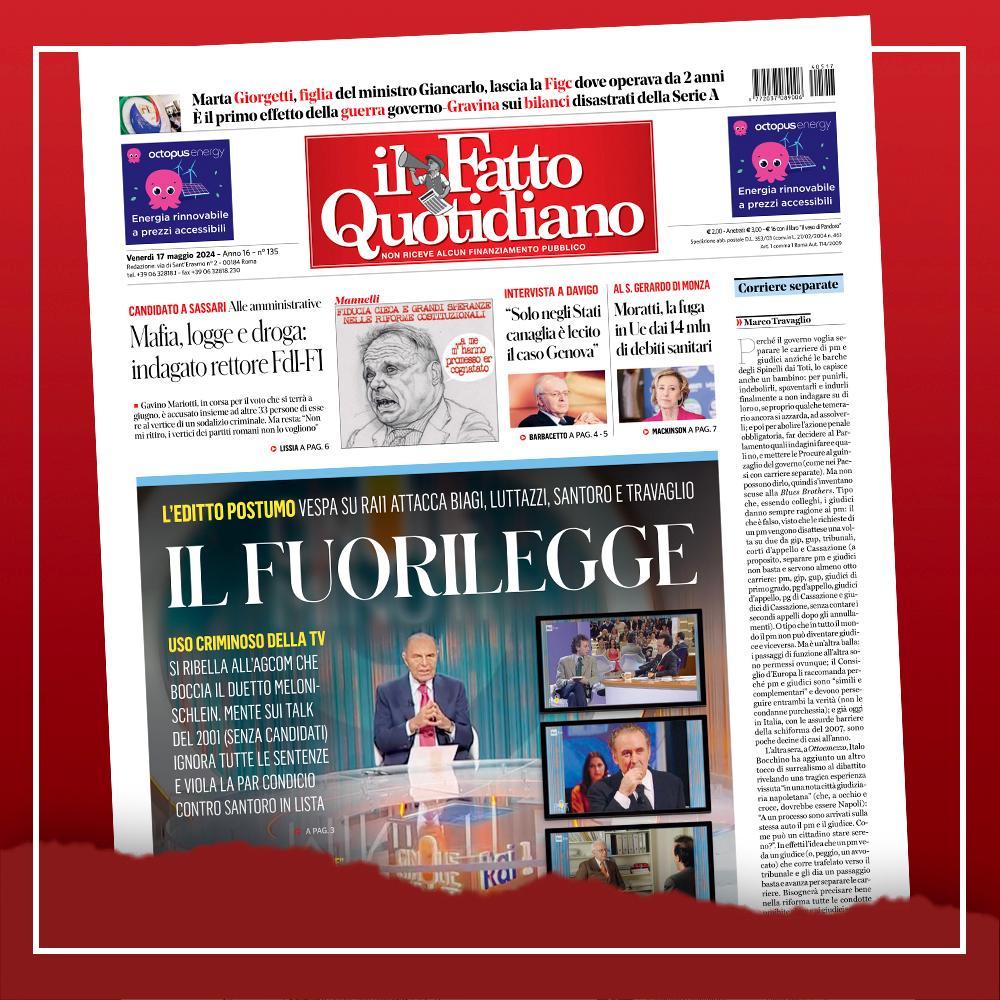 IL FUORILEGGE. Leggi Il Fatto Quotidiano 👉 ilfat.to/primapagina