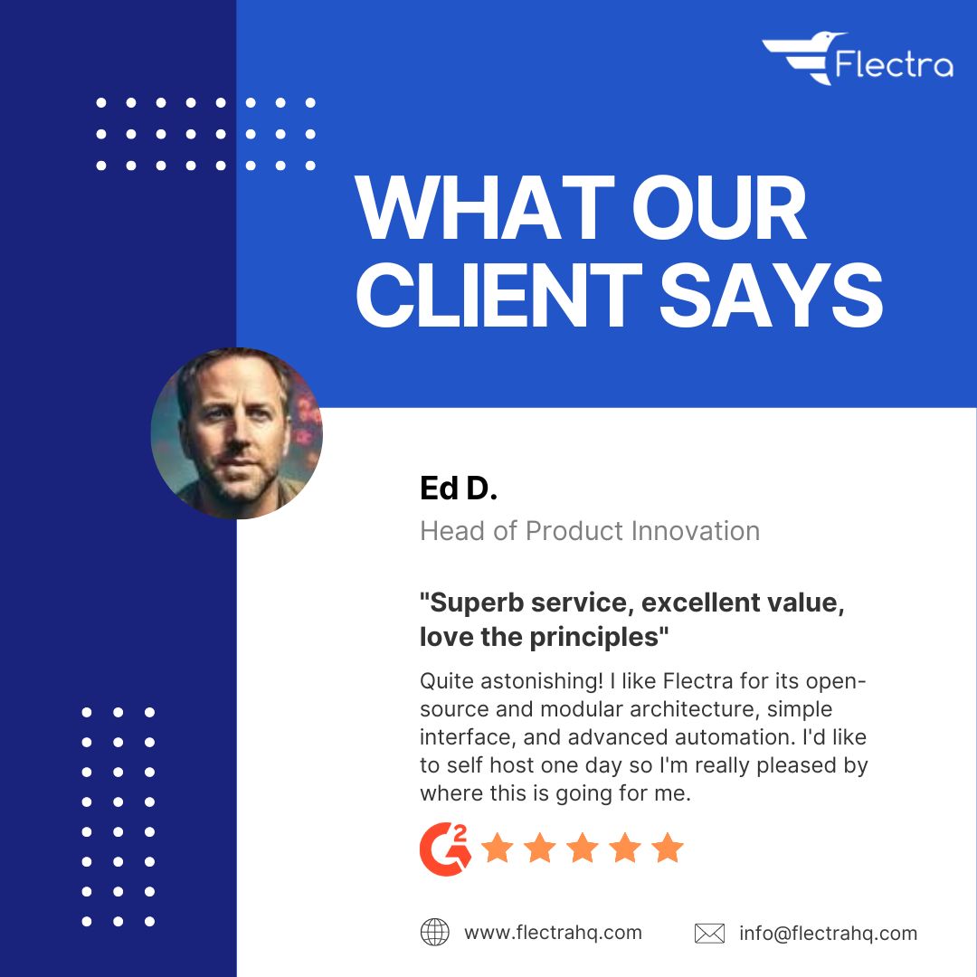 #FeedbackFriday
Don’t Just Take Our Word, Read What Our Clients Want To Say About Working With Us.🤩

See more of Flectra reviews on G2👇
tinyurl.com/2uvjcc9h

#Flectra #happycustomer #reviews #testimonial #clientreview #g2reviews #erp #CRM #feedback #erpsoftware #happyclients