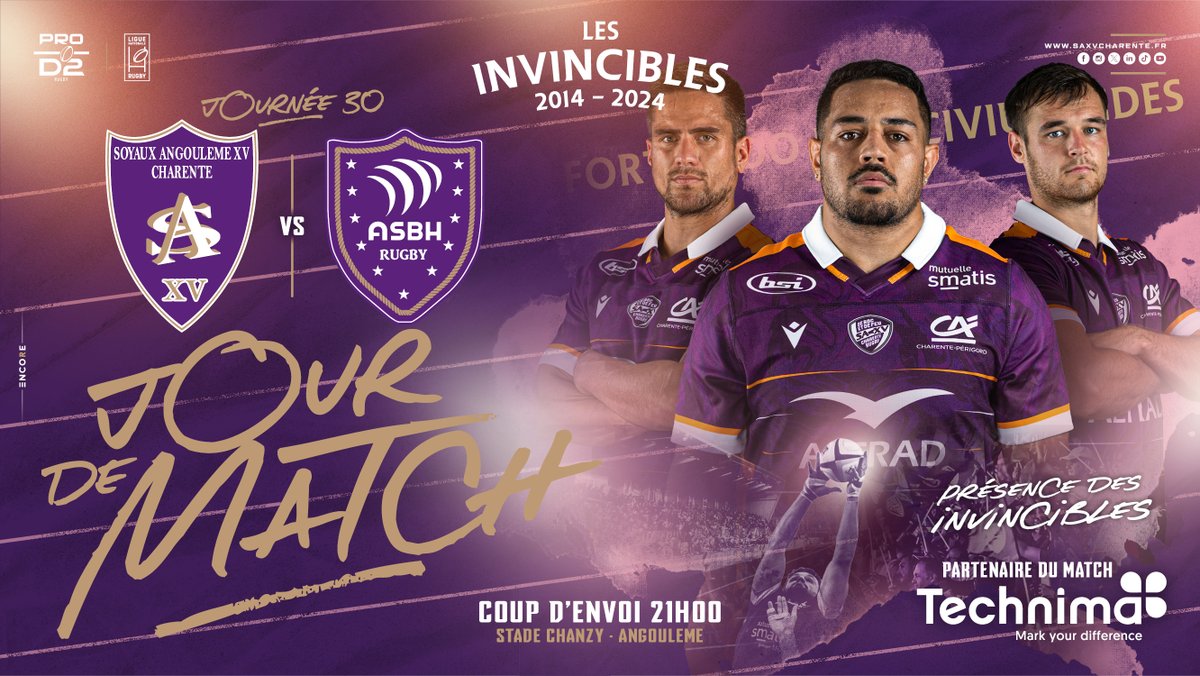 𝗝𝗢𝗨𝗥 𝗗𝗘 𝗠𝗔𝗧𝗖𝗛 🔥 Choc à Chanzy ce soir pour nos violets ! 🆚 @ASBHOfficiel 🏟️ Chanzy 🕡 21h 🏆 @rugbyprod2 📺 Rugby + #SAXVASBH #Rugby