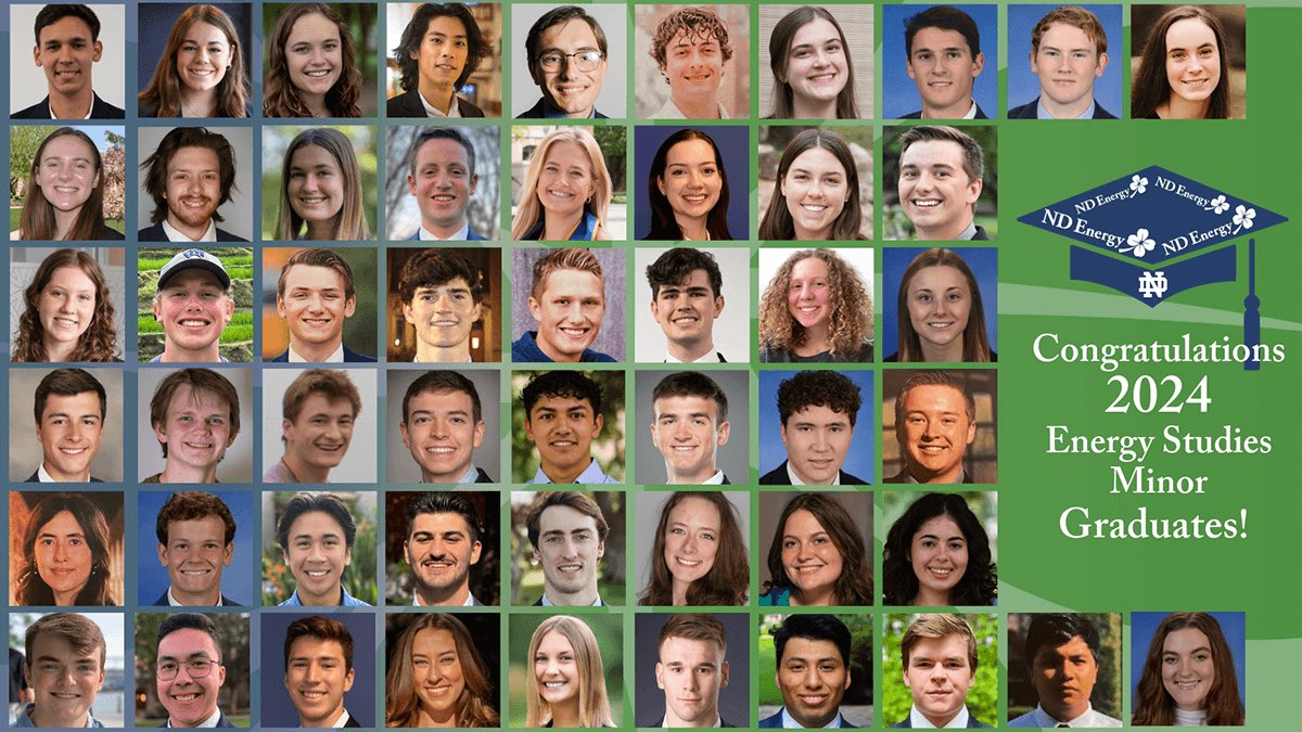 ND Energy (@notredameenergy) on Twitter photo Congratulations to the 52 <a href="/NotreDame/">University of Notre Dame</a> students graduating with an energy studies minor (ESM)! The largest class since the minor began in 2012, these students represent 14 different majors in 4 colleges. Learn more and meet the ESM Class of 2024: energy.nd.edu/news-events/ne… Congratulations to the 52 <a href="/NotreDame/">University of Notre Dame</a> students graduating with an energy studies minor (ESM)! The largest class since the minor began in 2012, these students represent 14 different majors in 4 colleges. Learn more and meet the ESM Class of 2024: energy.nd.edu/news-events/ne…
