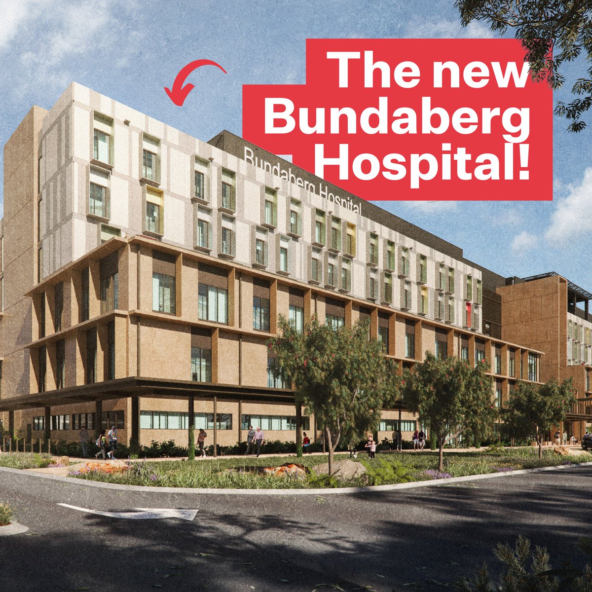 Here's your first look at the new Bundaberg Hospital! It'll be home to over 400 beds (an uplift of 121 beds for the region), additional operating theatres, an expanded emergency department, and a wider range of outpatient and diagnostic services.