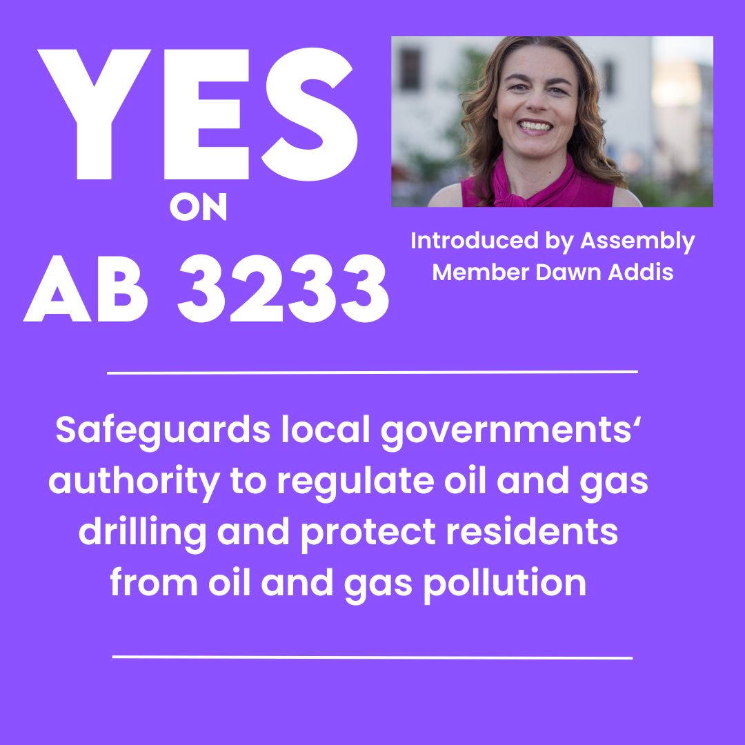 We support #AB3233 introduced by Assembly Member Dawn Addis which ensures that setbacks and other rules introduced locally will not be overturned #nodrillingwherewereliving