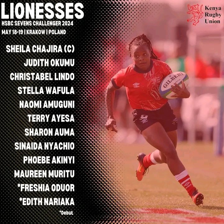 The Third Leg Of The Challenger Series Will kick off tomorrow in Munich and Krakow, for Men and Women respectively. Here Is The Kenya Sevens and Lionesses side that will be representing Kenya. All the best team Kenya 🇰🇪 #Kenya7s I #RugbyKe