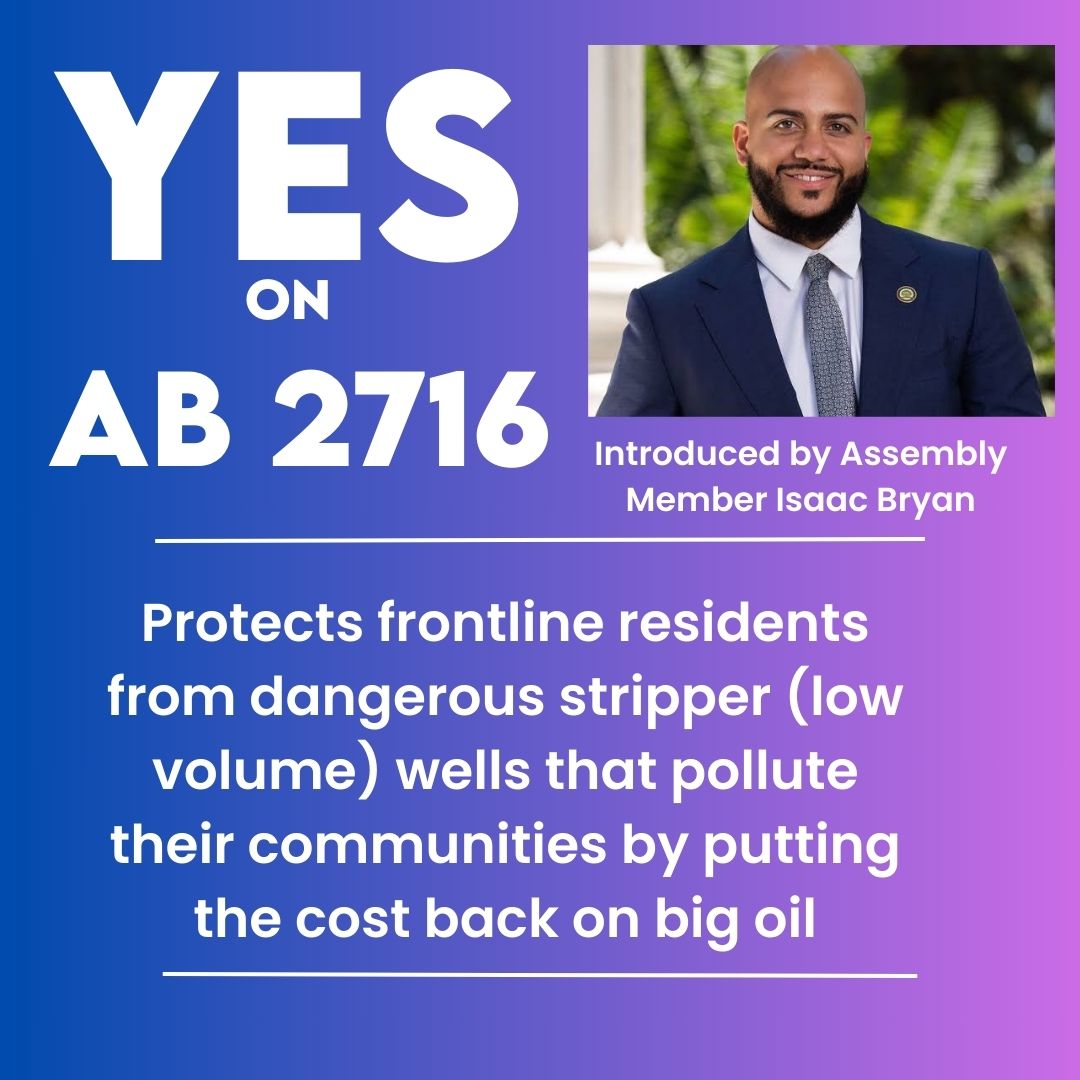 We salute @isaacgbryan for introducing #AB2716 which imposes hefty penalties on oil/gas operators for wells within 3200 feet of homes and schools that produce fewer than 15 barrels per day.  Call your Assembly Member to ask for a YES vote!  #makepolluterspay
