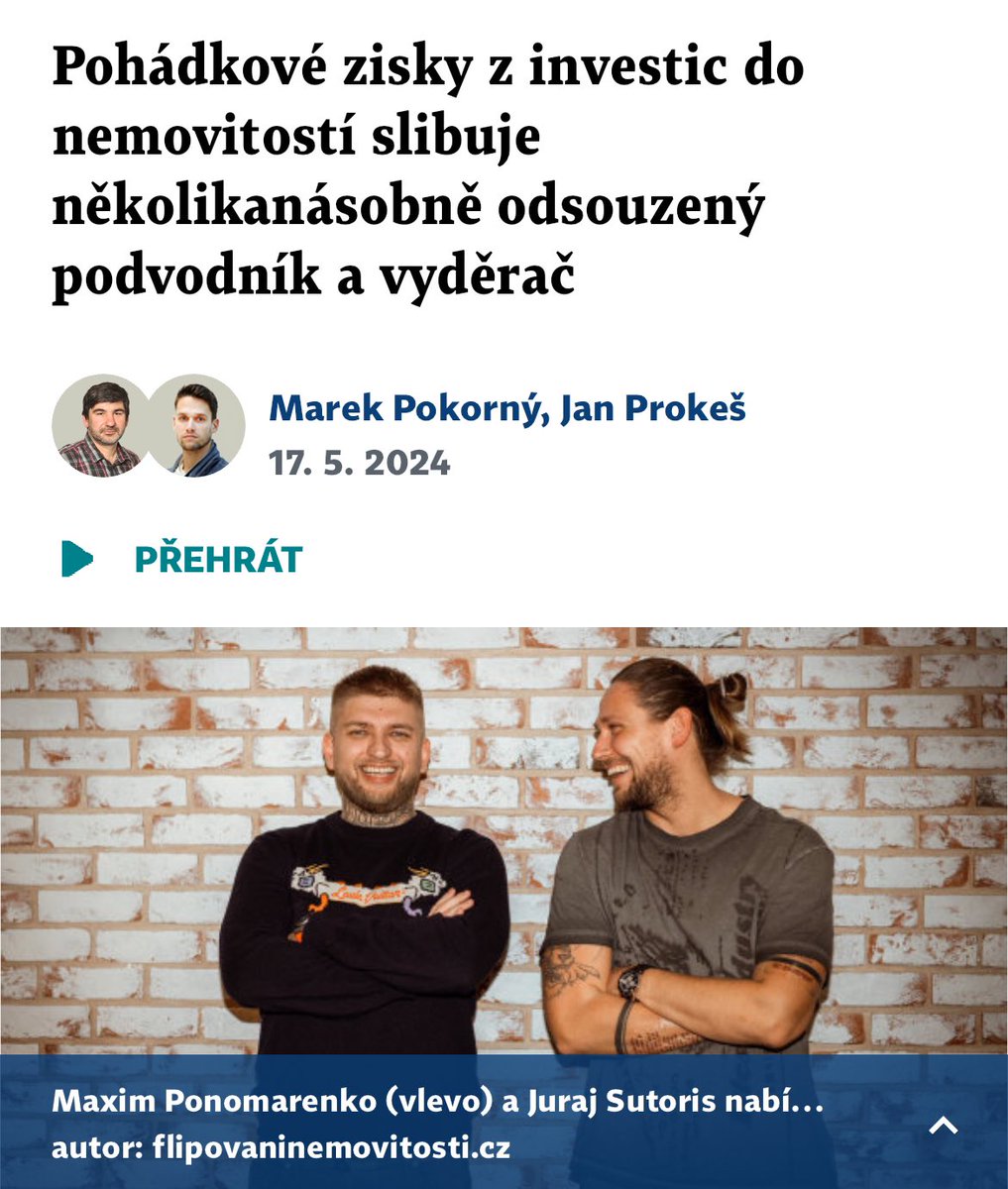 Ano, ano, my máme na stole první případ "flipování", který zjevně naplňuje všechny znaky lichvy. Tohle brzo ve velkém bouchne. <a href="/Pokorny_Marek/">Marek Pokorný</a>